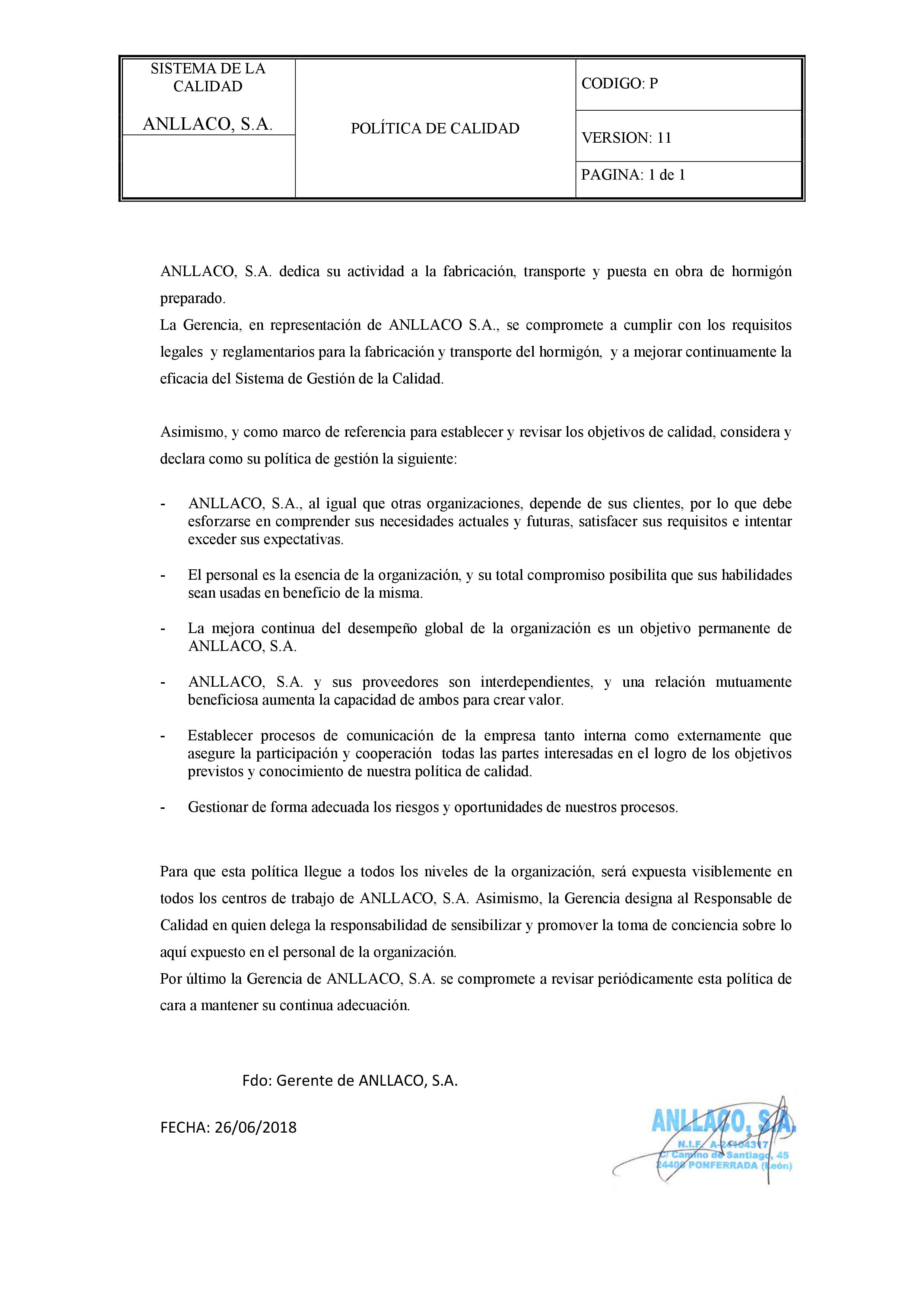 politica de calidad